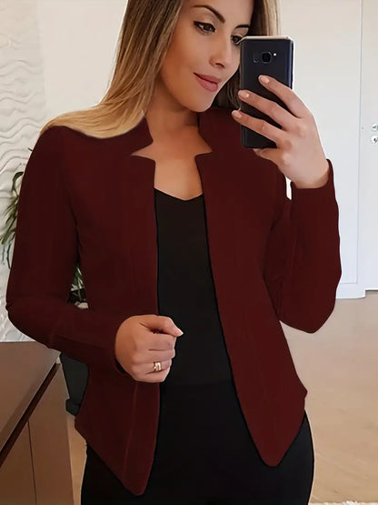 Women's elegant long-sleeved blazer for spring with open front