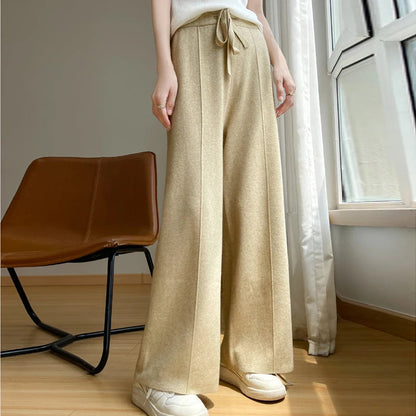 Isabella Relaxed Wide-Leg Trousers | Drawstring Waist Full-Length Trousers