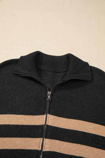 Trendy casual long-sleeved stripe pattern pullover sweater for women