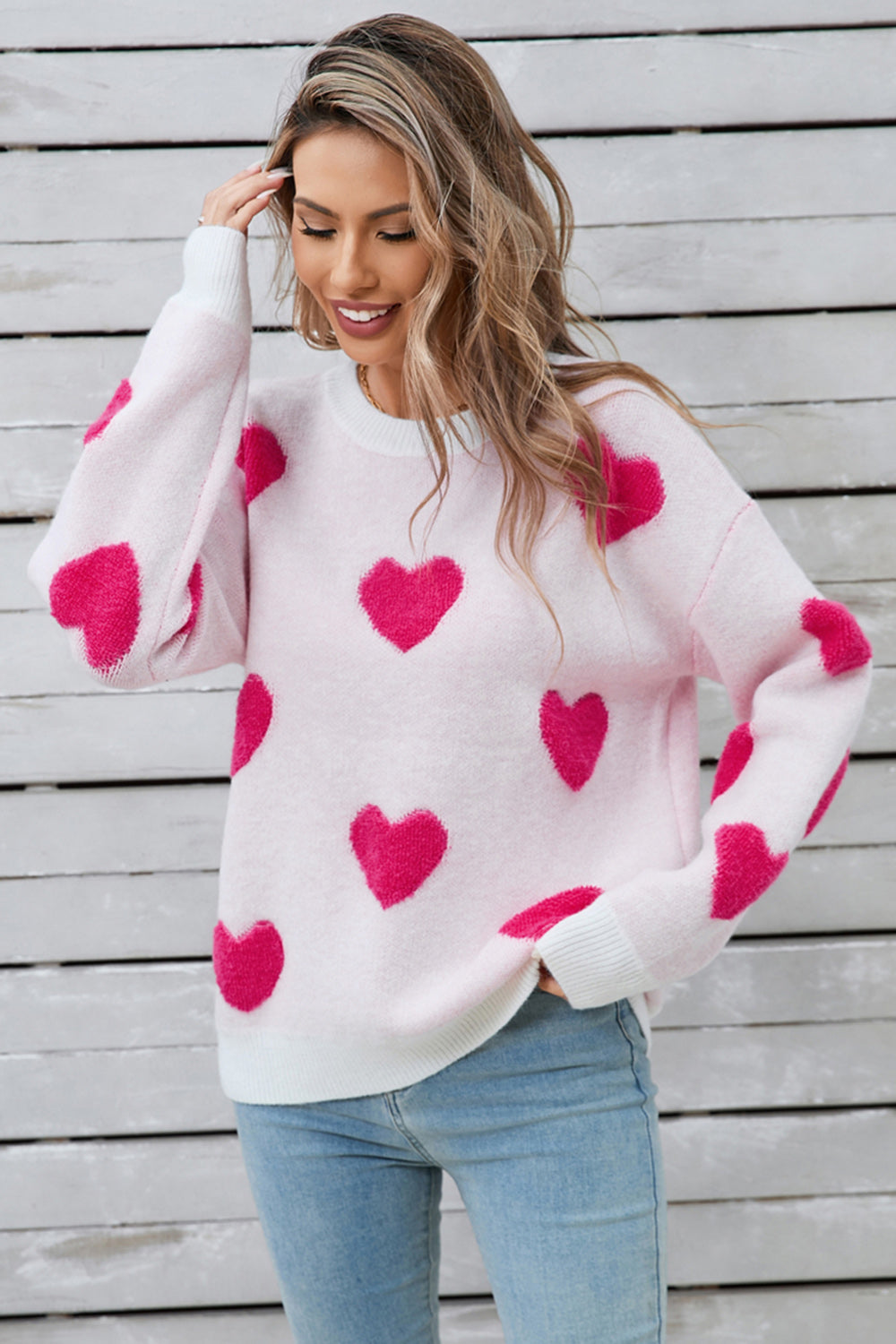 Women's angel wings heart long sleeve sweater