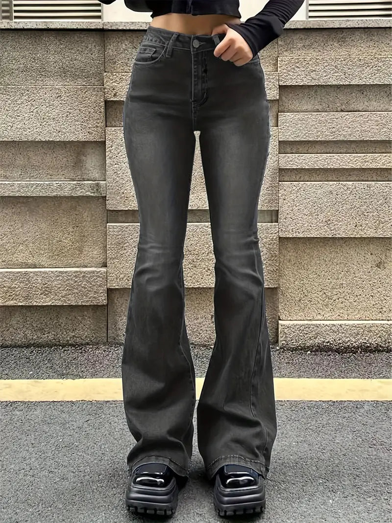 Women's stylish vintage jeans with wide legs