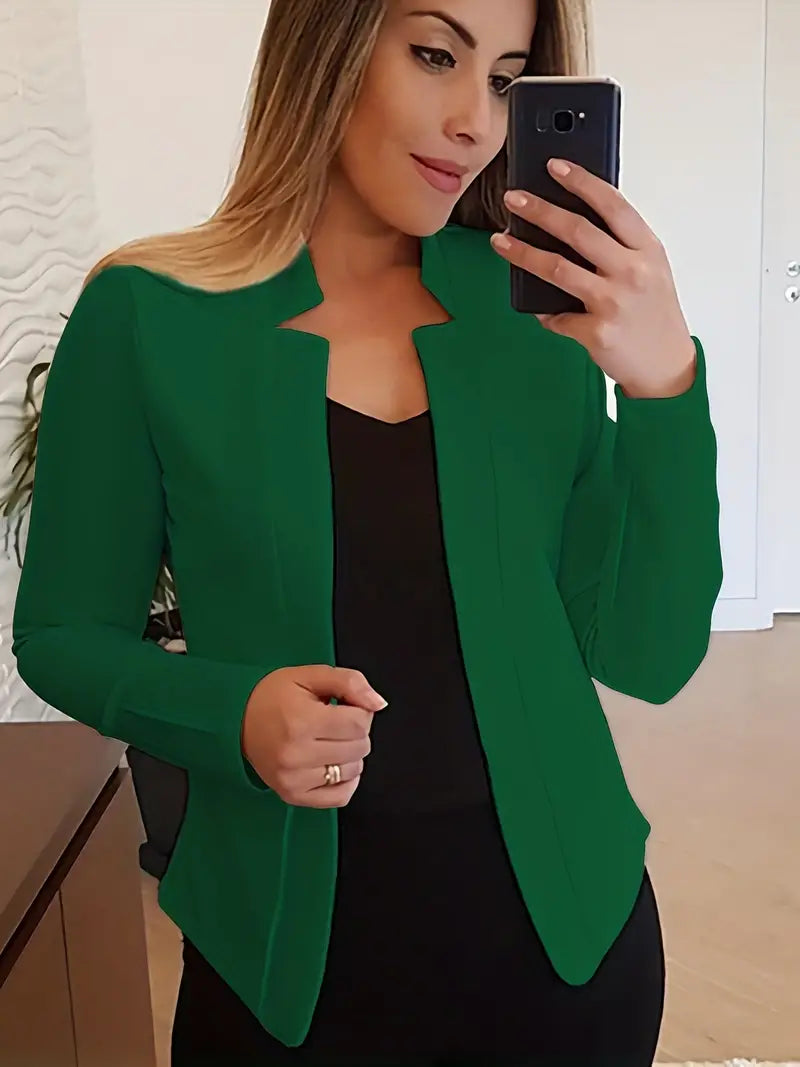 Women's elegant long-sleeved blazer for spring with open front