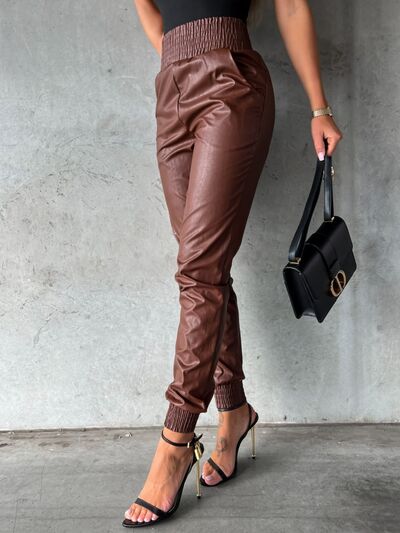Elin - smocked high waist pants with pockets