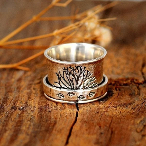 Tree of life spinner meditation ring