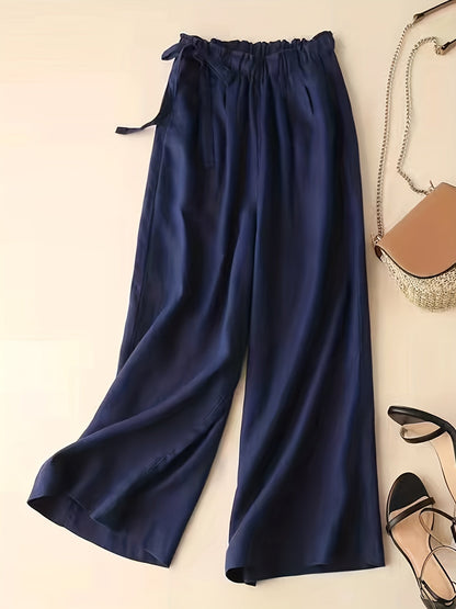 Women's high waist wide leg pants with side tie