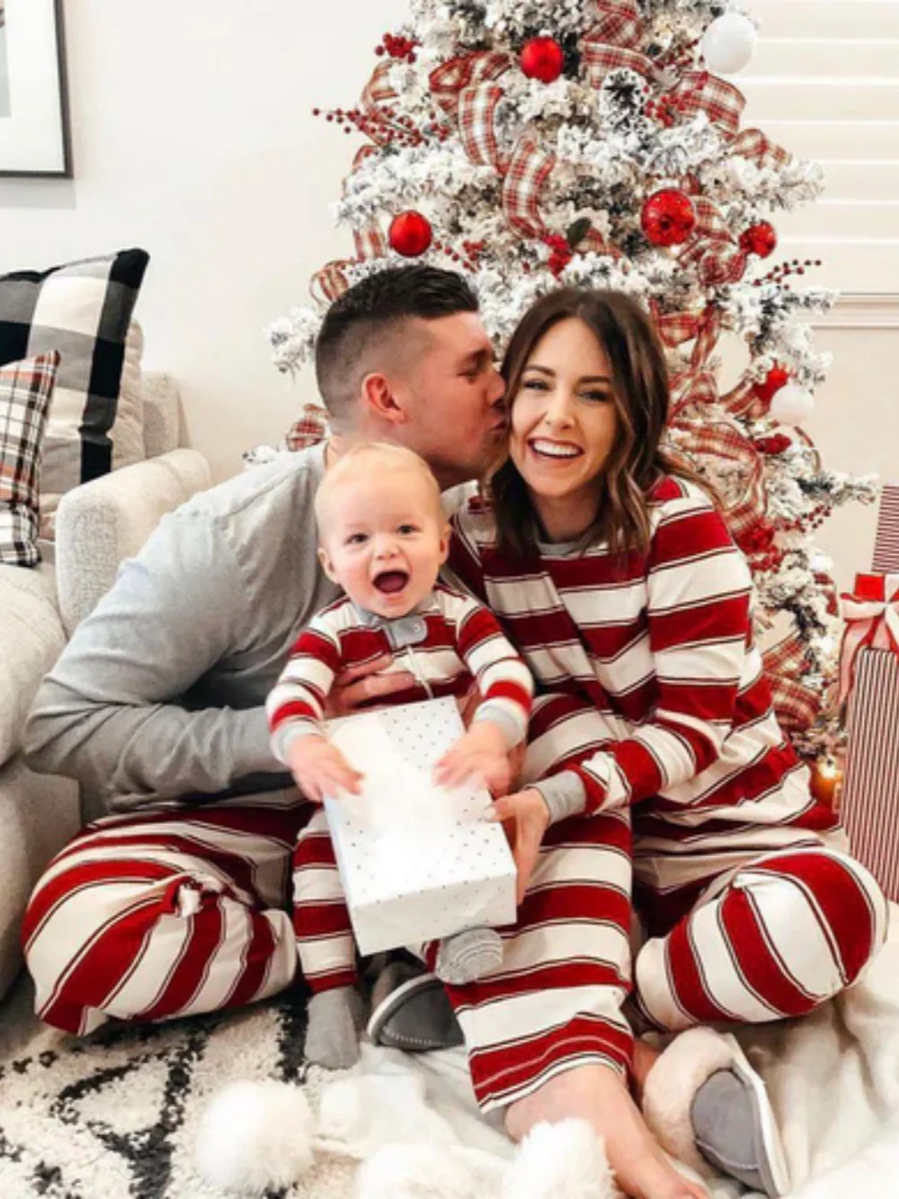 Family matching striped pajama set