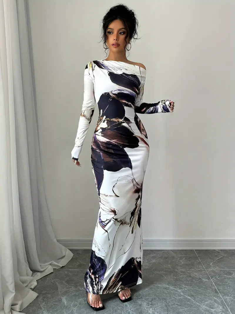 Elegant Maxi Dress for Women with Long Sleeves