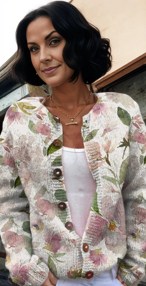 Women's floral knitted cardigan