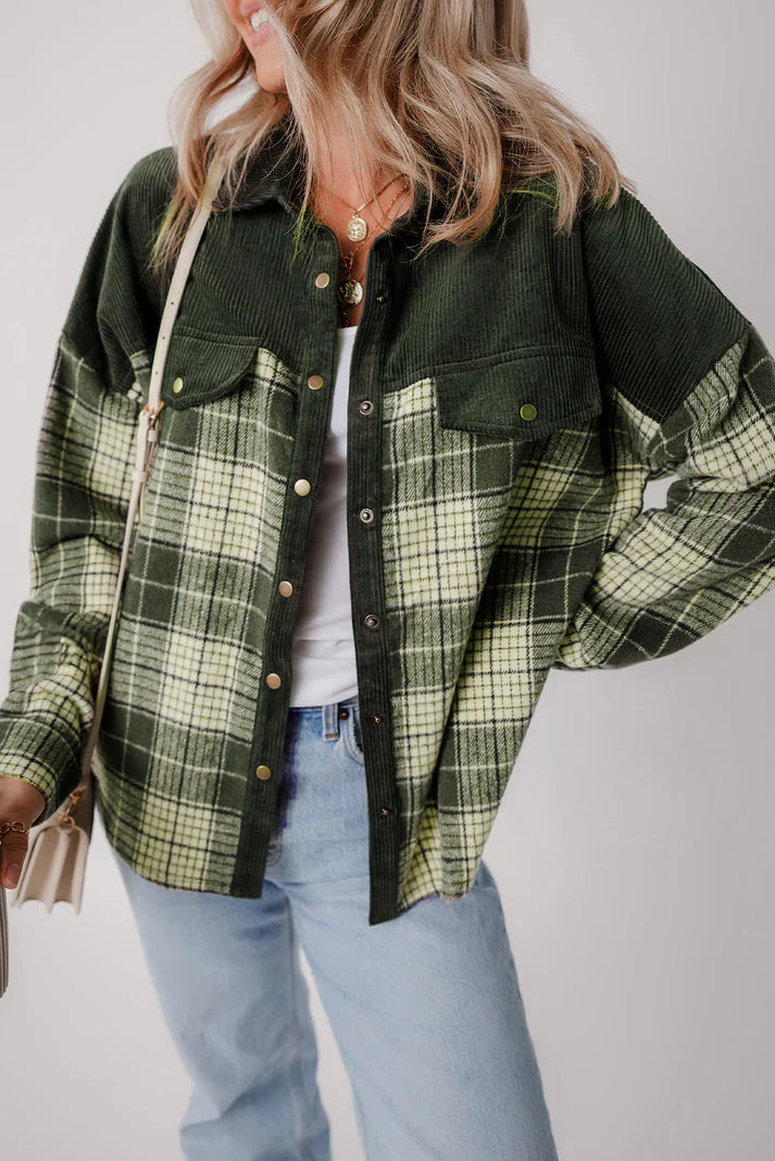 Color Block Snap Button Jacket