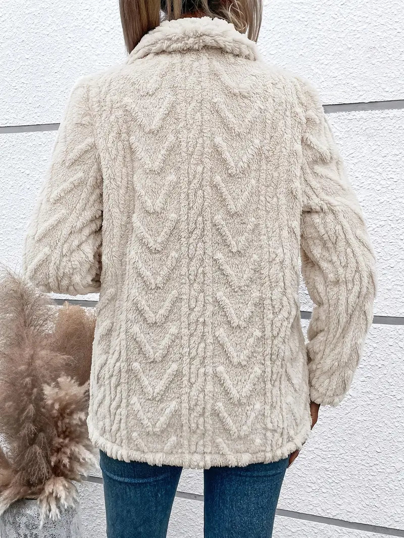 Relaxed Fit Fleece Shawl Collar Jacket 
