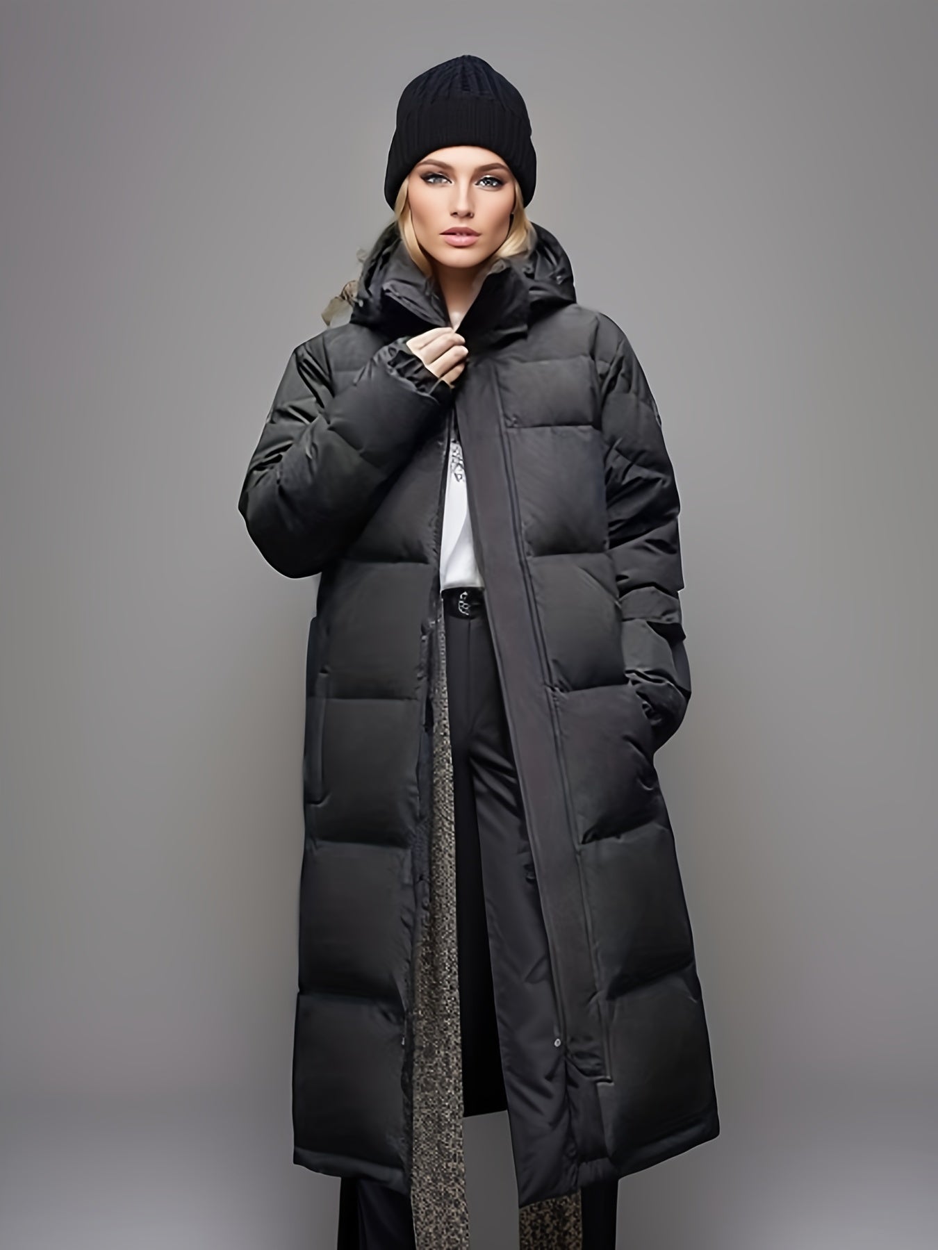 Women's mid-length down parka thick winter coat