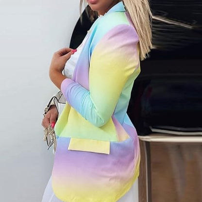 Women's pastel gradient professional slim suit jacket