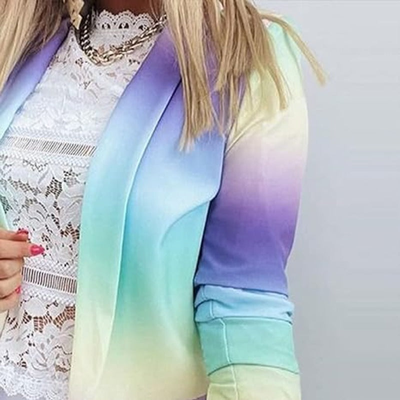 Women's pastel gradient professional slim suit jacket