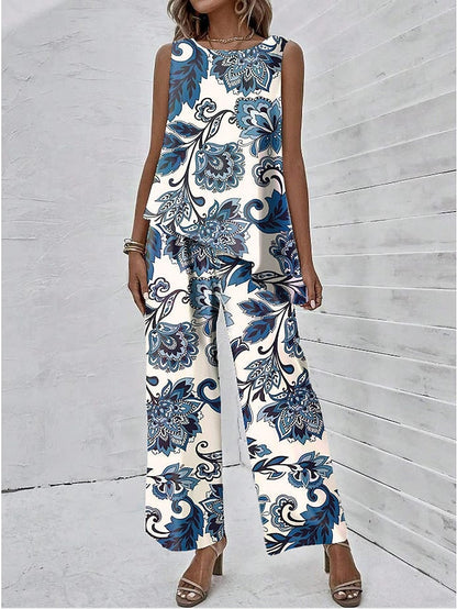Heloisa - Sleeveless Top and Wide Pants with print