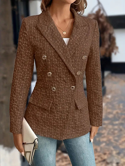 Women's solid lapel blazer jacket with pockets