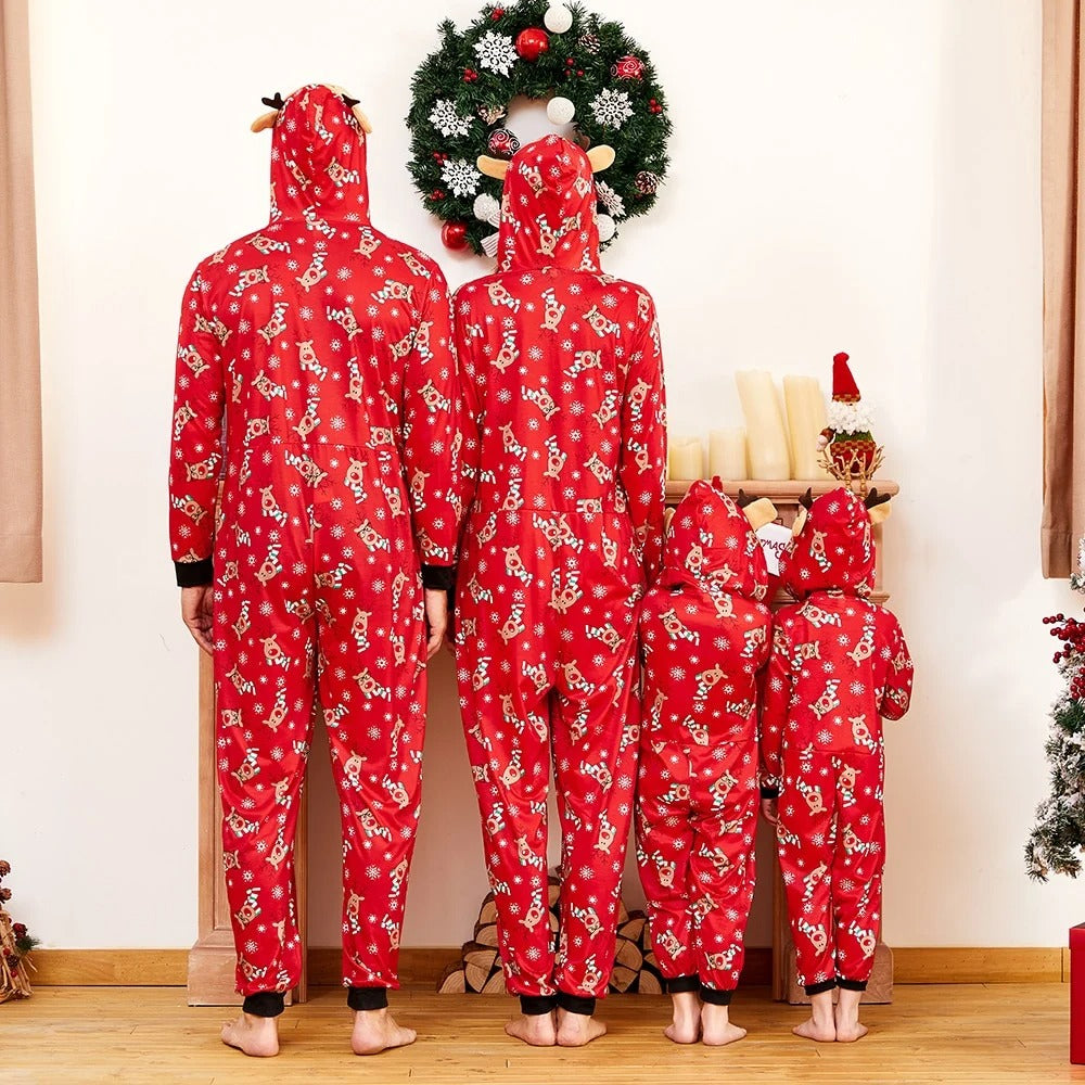 Family Christmas reindeer onesie pajamas