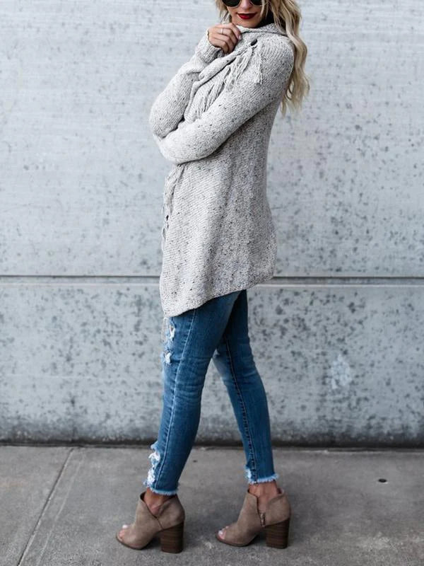 Women's mid-length slim diagonal sweater