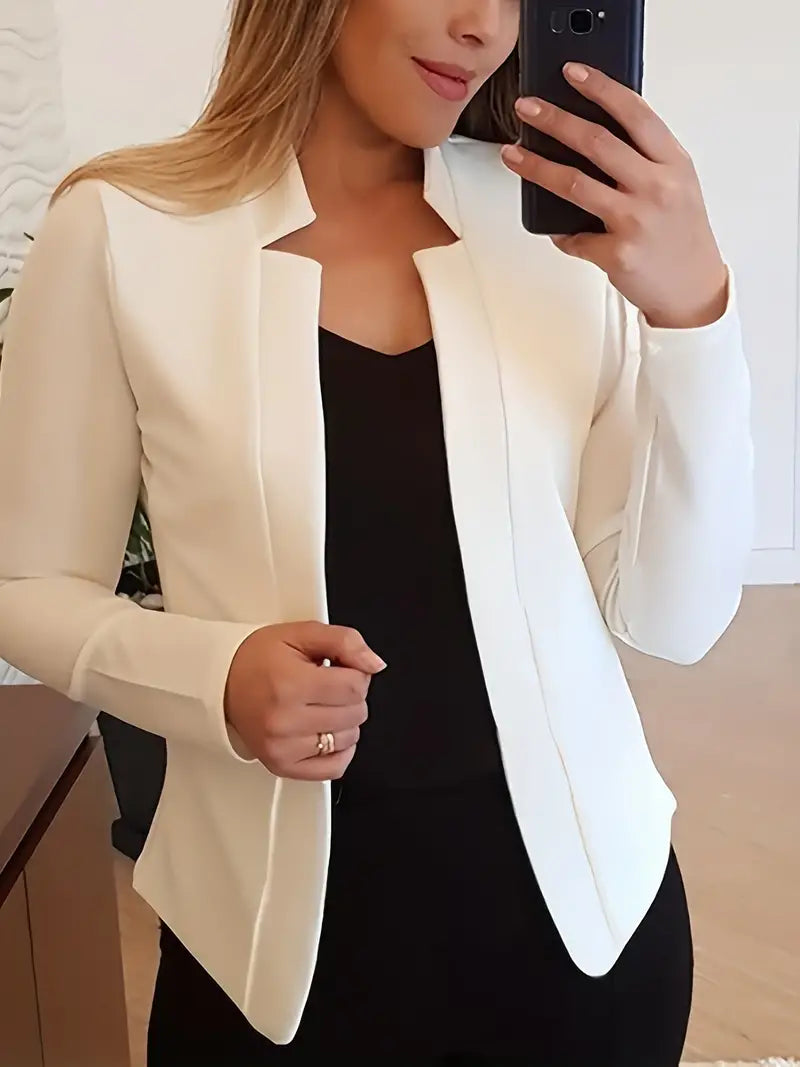 Women's elegant long-sleeved blazer for spring with open front