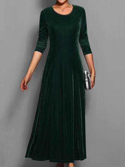 Round neck long sleeve maxi dress for women