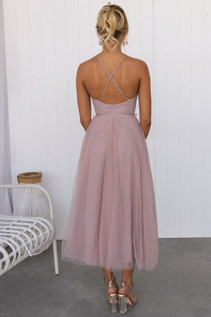 Women's Tulle Maxi Dress - Spaghetti Straps - Fitted Bodice - Layered Flowing Skirt