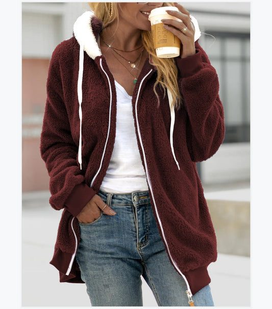 Plush Fleece Hooded Sherpa Jacket