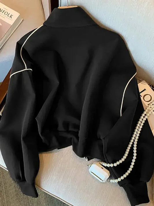 Black Baseball Sweater Jacket