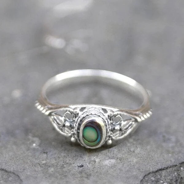 Rainbow shell filigree design ring