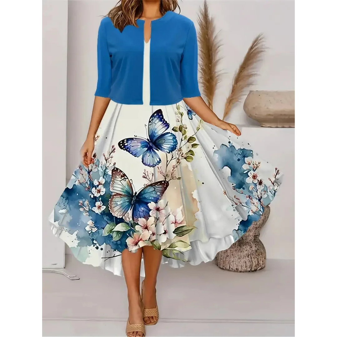 Floral Print Fit and Flare Long Dress 