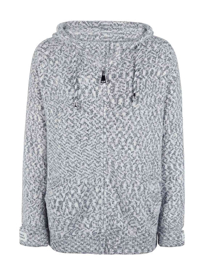 Women’s Hooded Cardigan – Knit Fabric – Relaxed Fit – Zip Closure – Long Sleeve Casual Wear