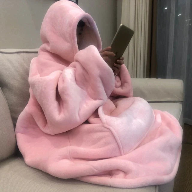 Women's large size warm flannel hooded pajamas