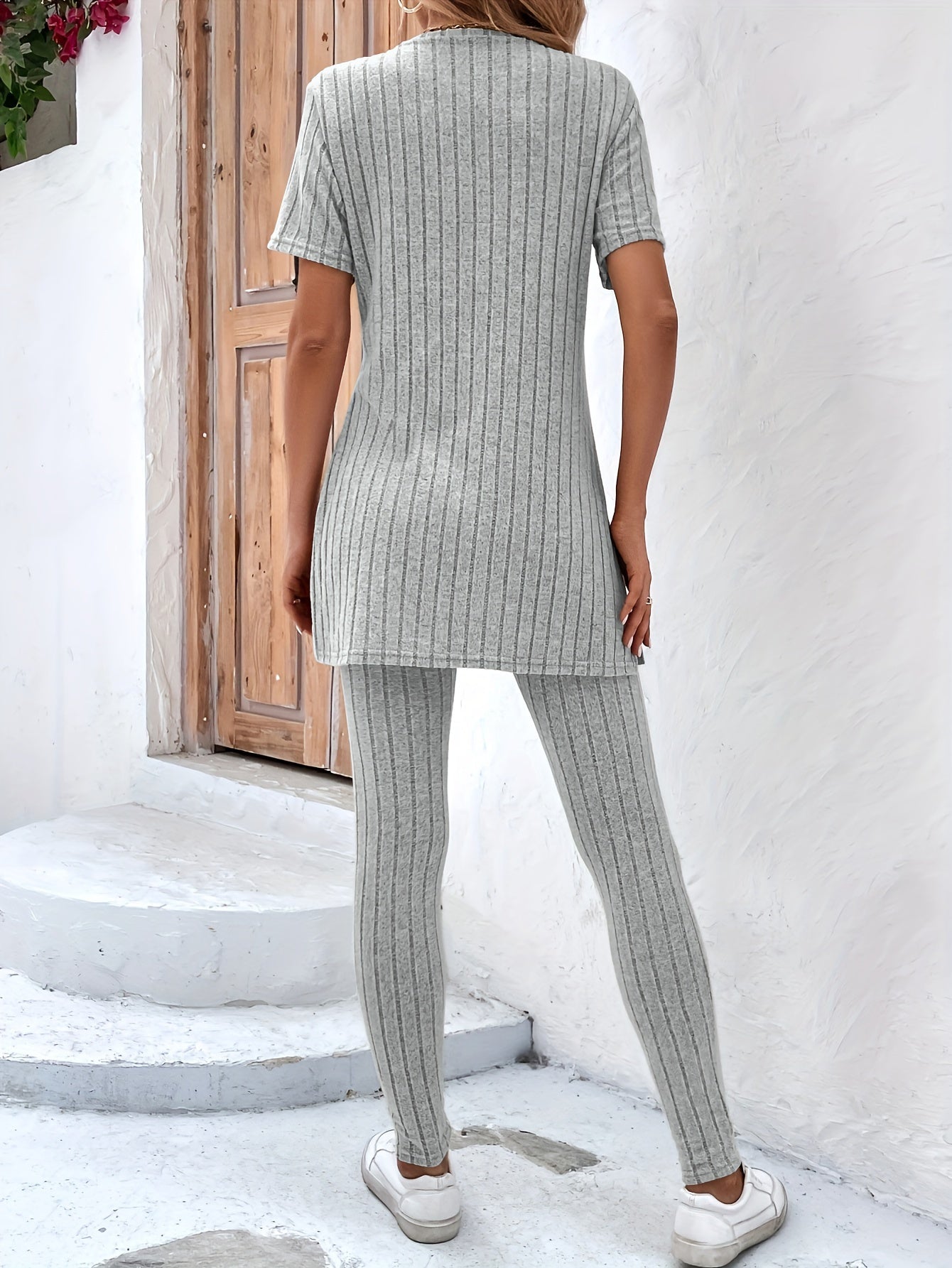 Solid Color Two-Piece Suit T-Shirt and Pants