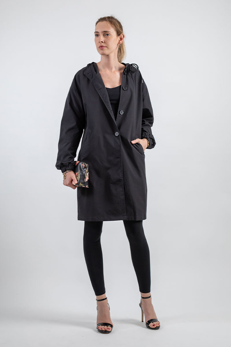 Women's plus size mid-length windbreaker jacket