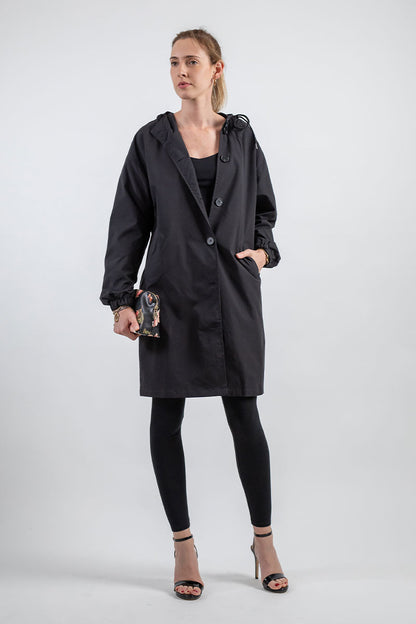 Women's plus size mid-length windbreaker jacket