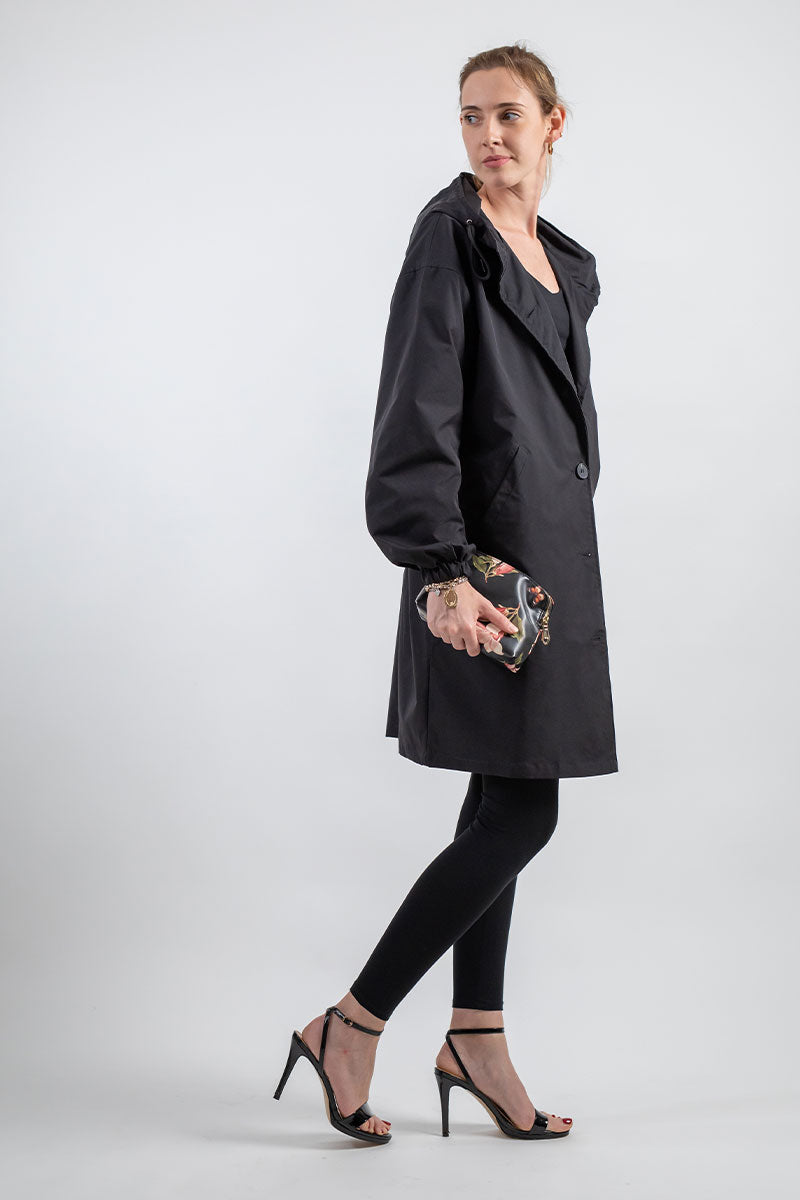 Women's plus size mid-length windbreaker jacket