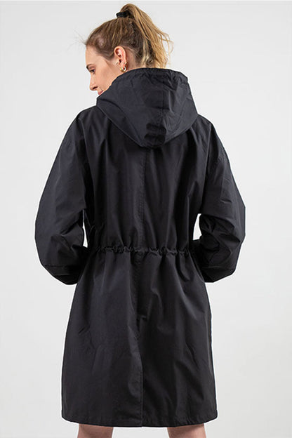 Women's plus size mid-length windbreaker jacket