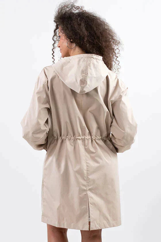 Women's plus size mid-length windbreaker jacket
