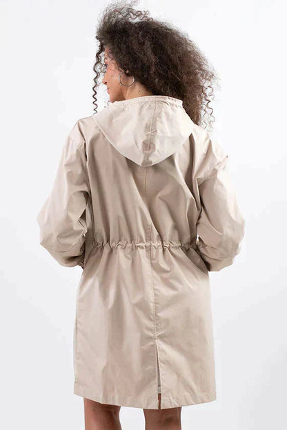 Women's plus size mid-length windbreaker jacket