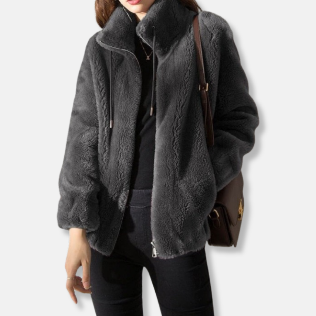 Sienna Relaxed Fit Jacket | Stand Collar Zipper Front Jacket