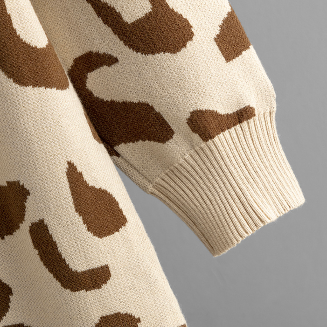 Women's button-up leopard print sweater