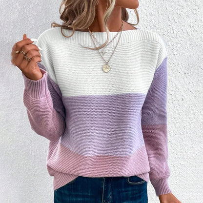 Women's color block knitted sweater