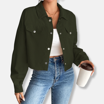 Amelia Cropped Jacket | Collared Button Front Jacket