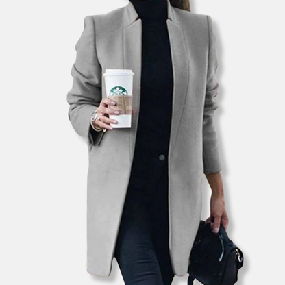 Elisa Wool Tailored Overcoat | Notched Lapel Mid-Length Overcoat