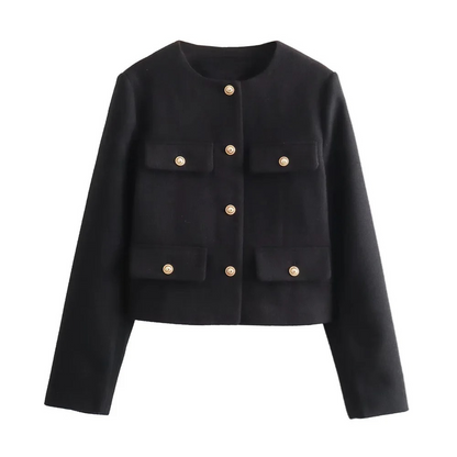 Women's flap pocket short jacket