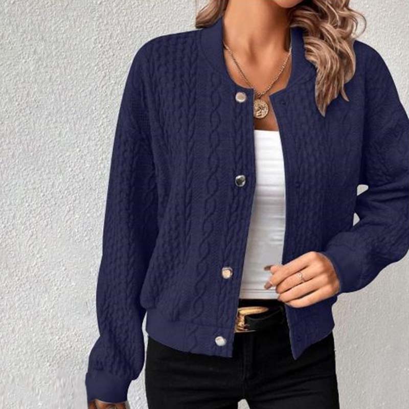 Solid Stand Collar Single Breasted Jacket
