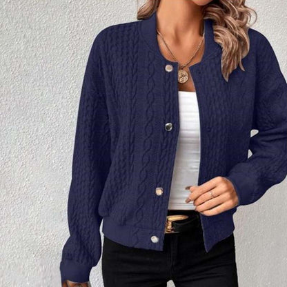 Women's solid color stand collar single breasted jacket