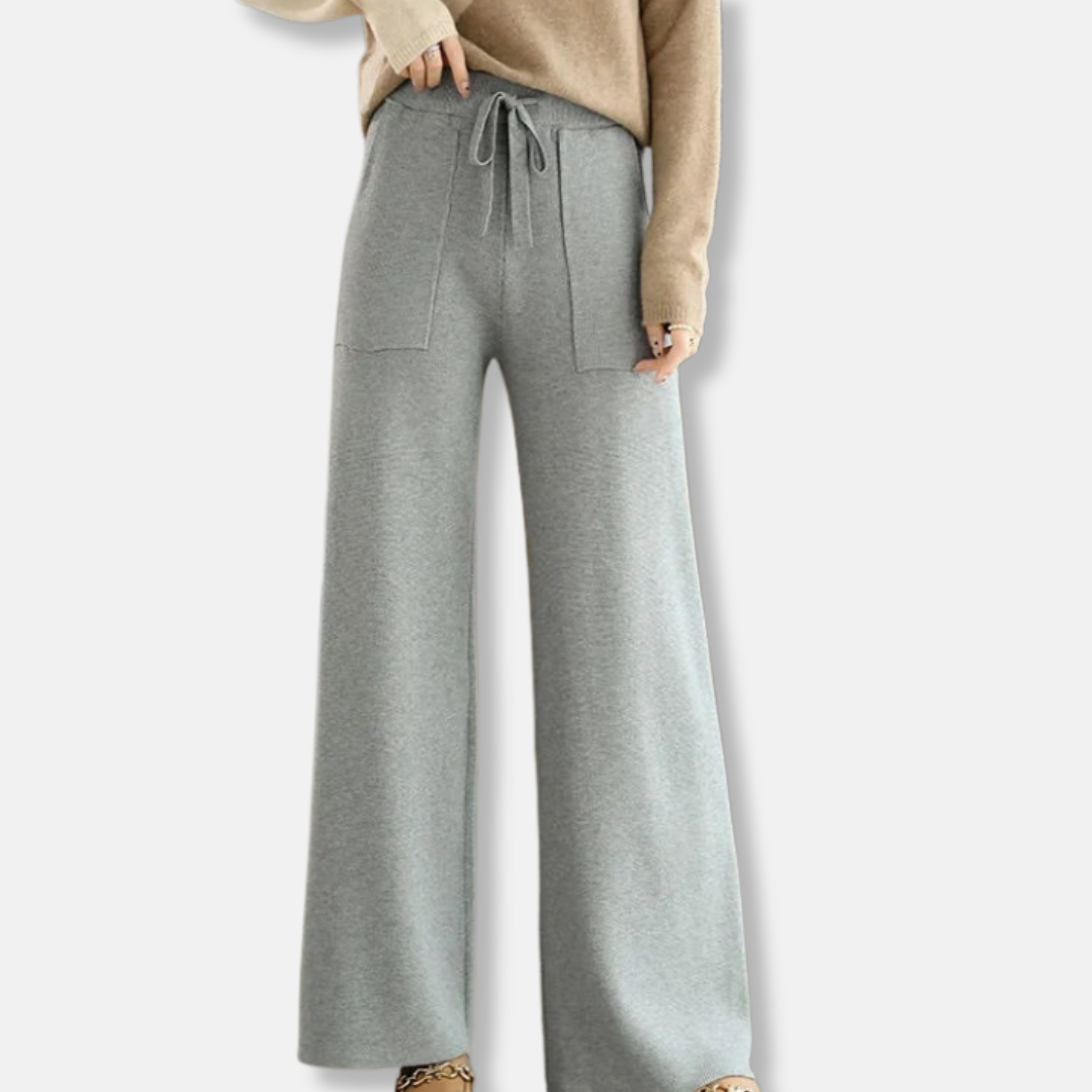 Isla Relaxed Fit Wide Leg Pants | Drawstring Waist Patch Pockets Pants