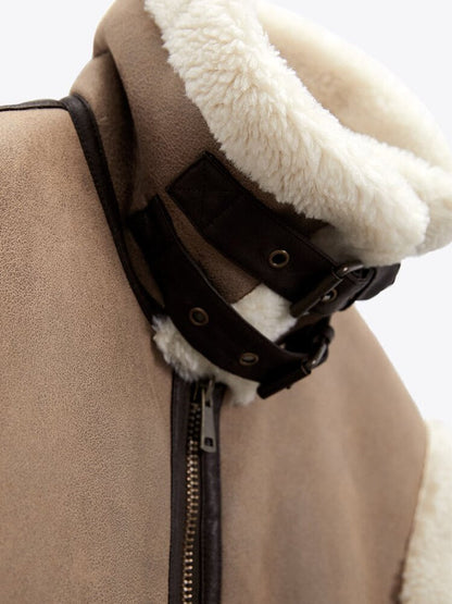 Women's brown fur lapel vest
