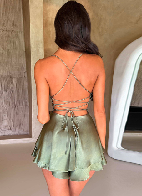 Satin Elegant Fitted Mini Dress