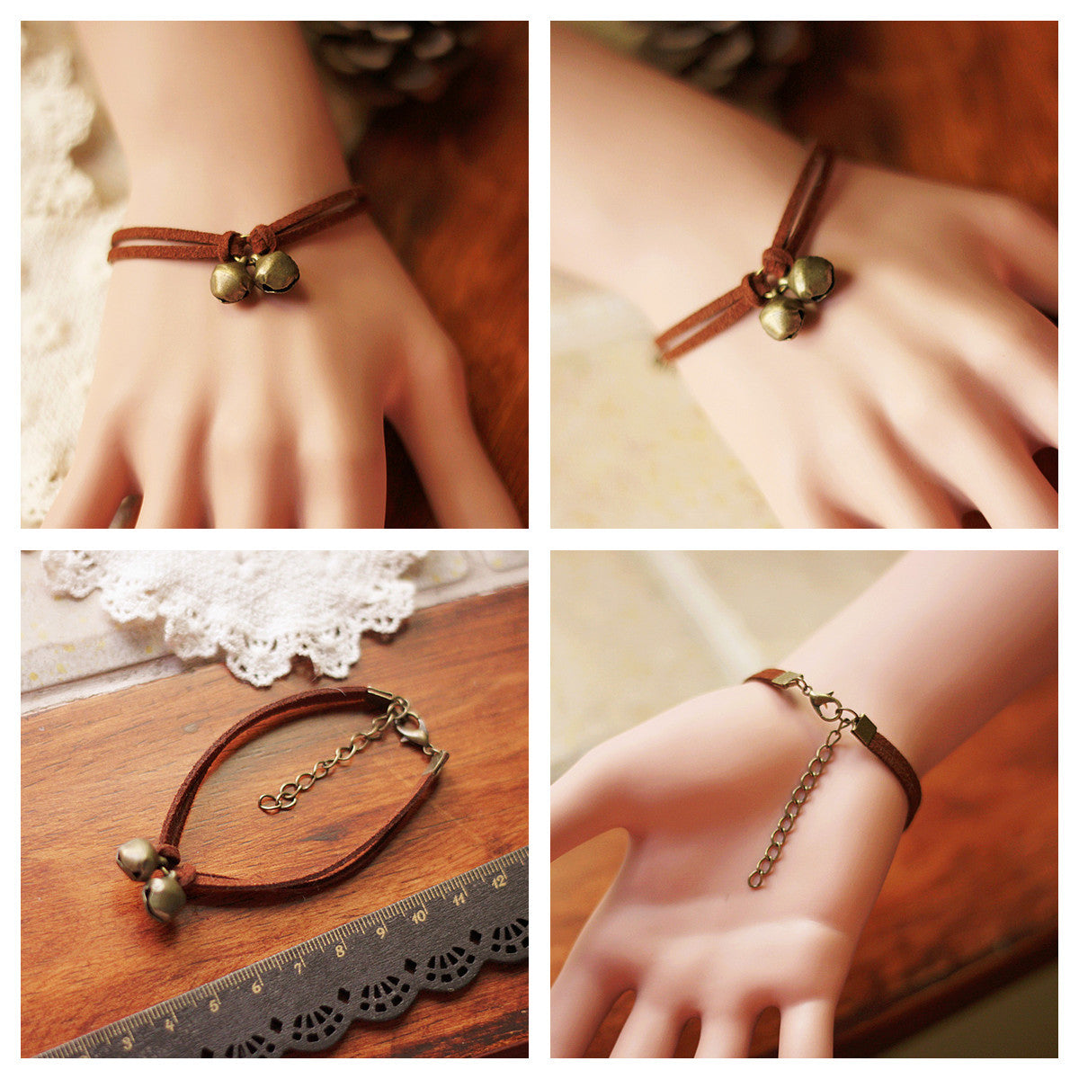 Vintage woodland charm bracelet with squirrel and nature charms
