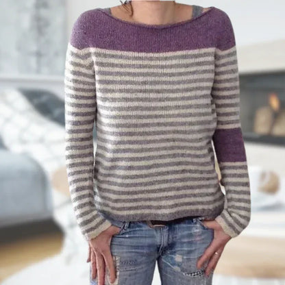 Women's cozy  striped knit sweater